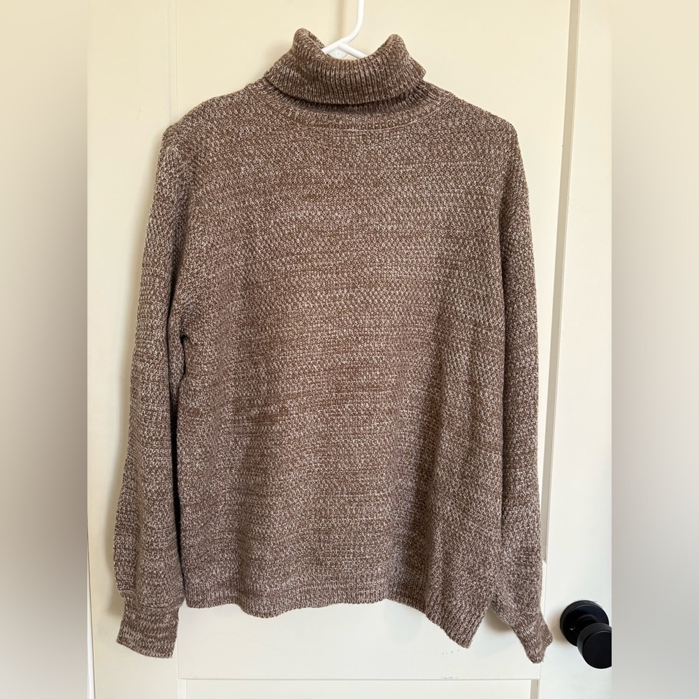 Zenana Outfitters Brown Turtleneck Sweater with Long Sleeves and Relaxed Fit